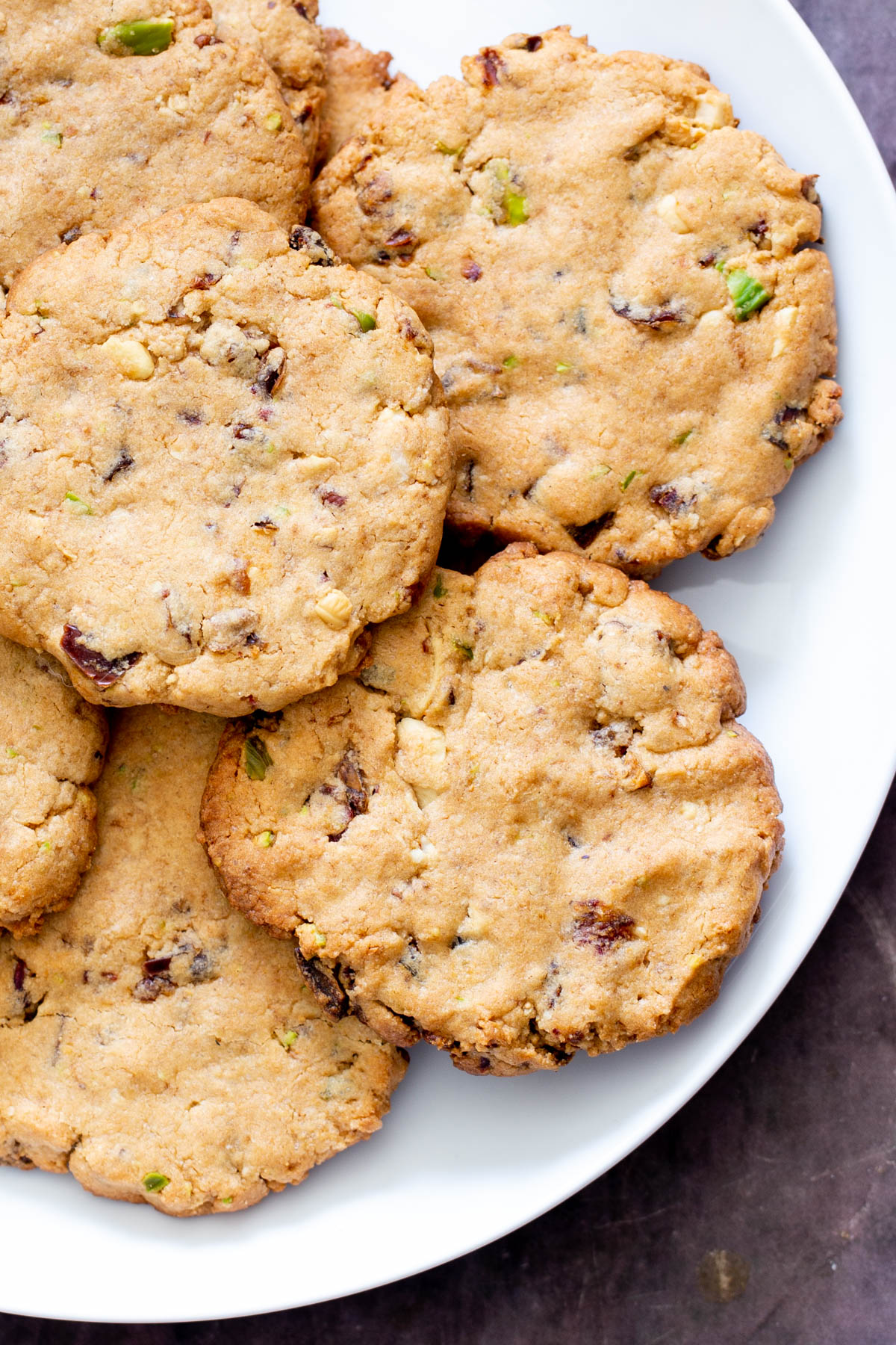 date nut cookies on a white plate