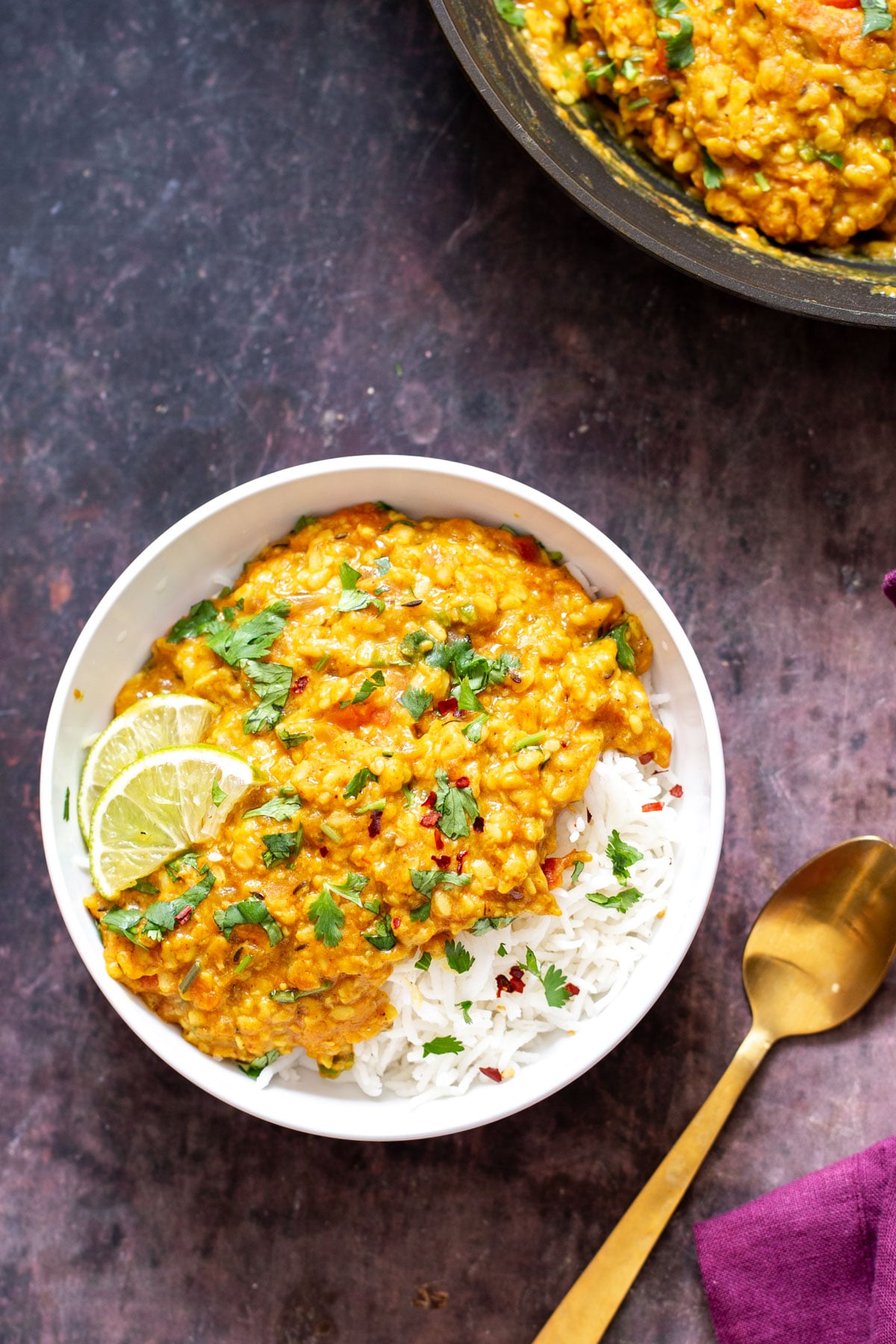 spicy urad daal Spicy urad daal served with rice
