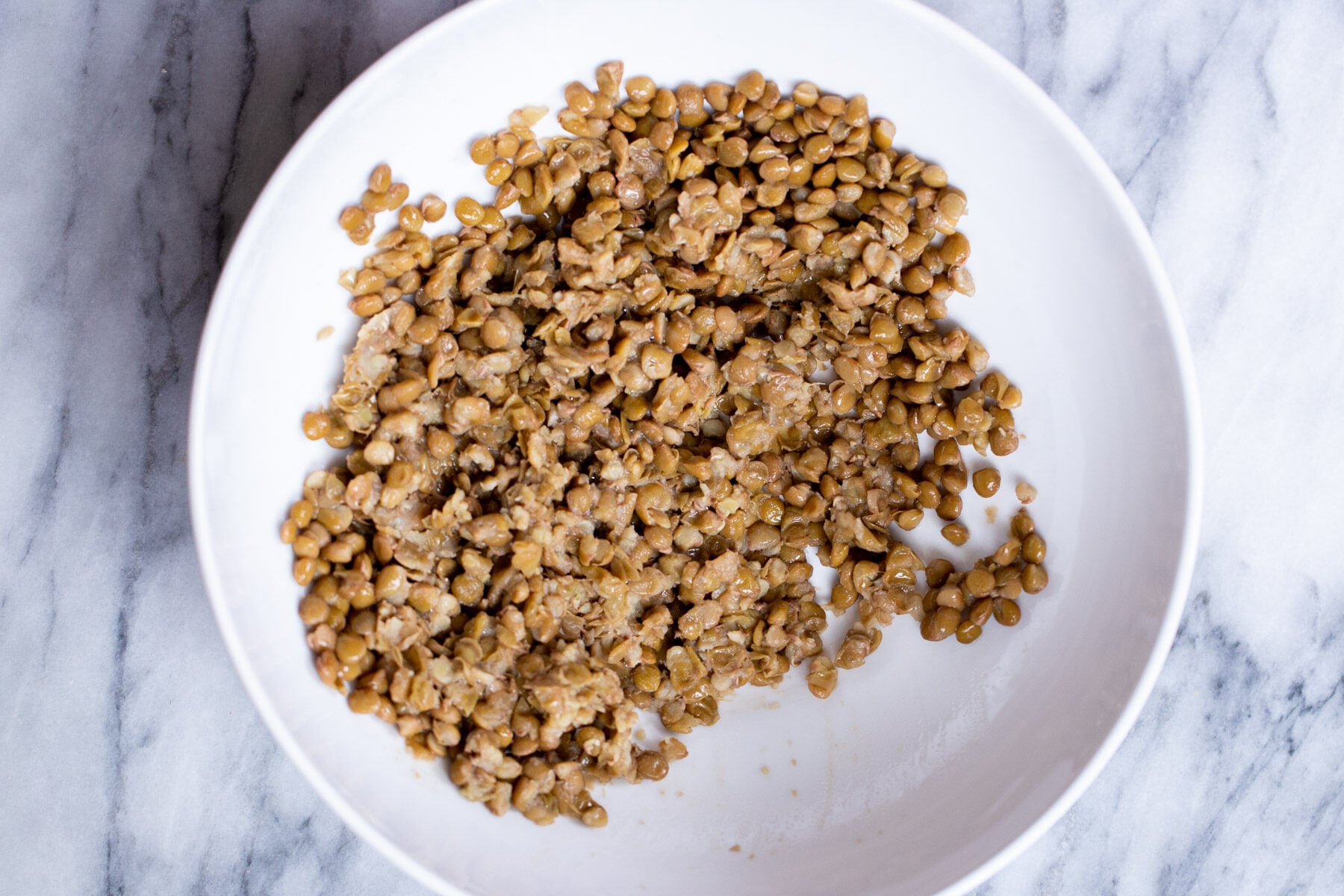 vegan meatball subs cooked lentils in a bowl