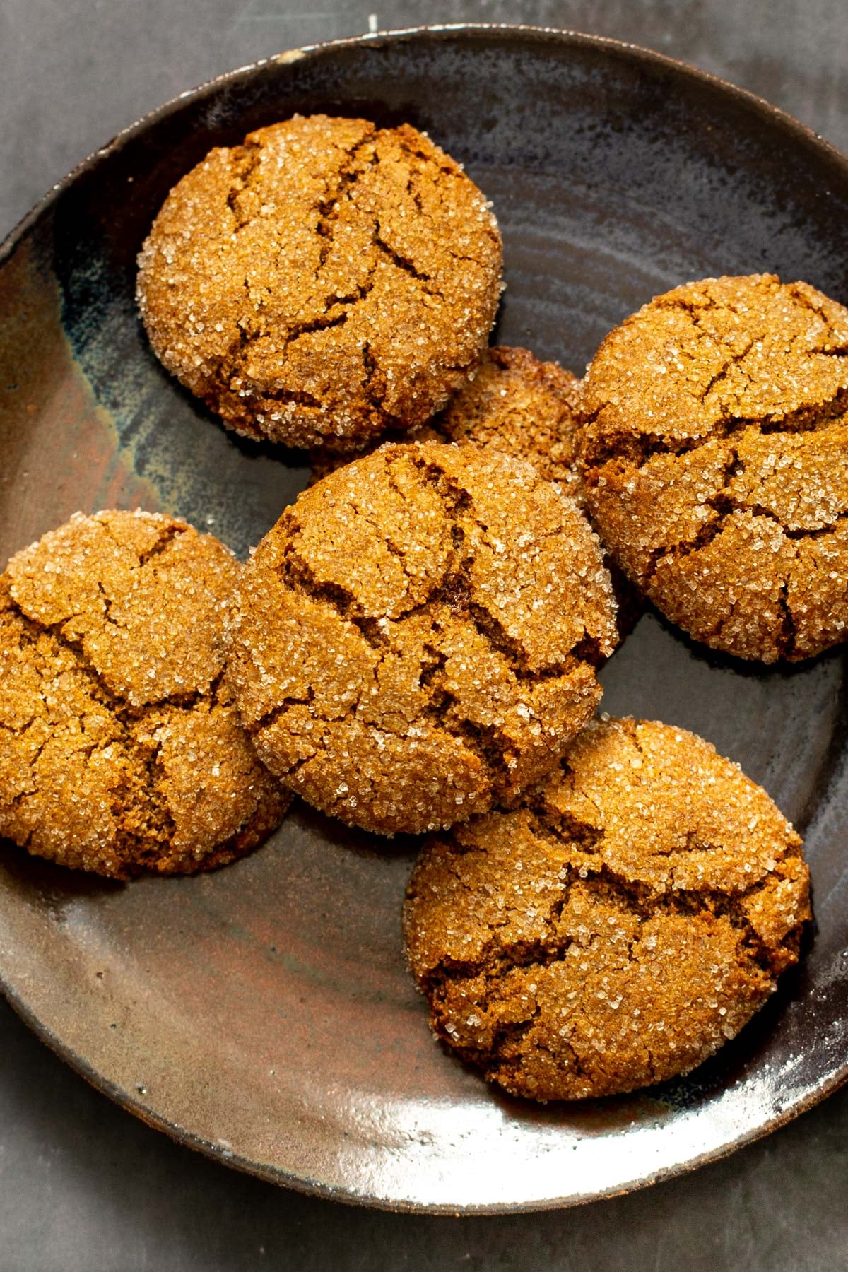 vegan gingerbread cookies on a plate