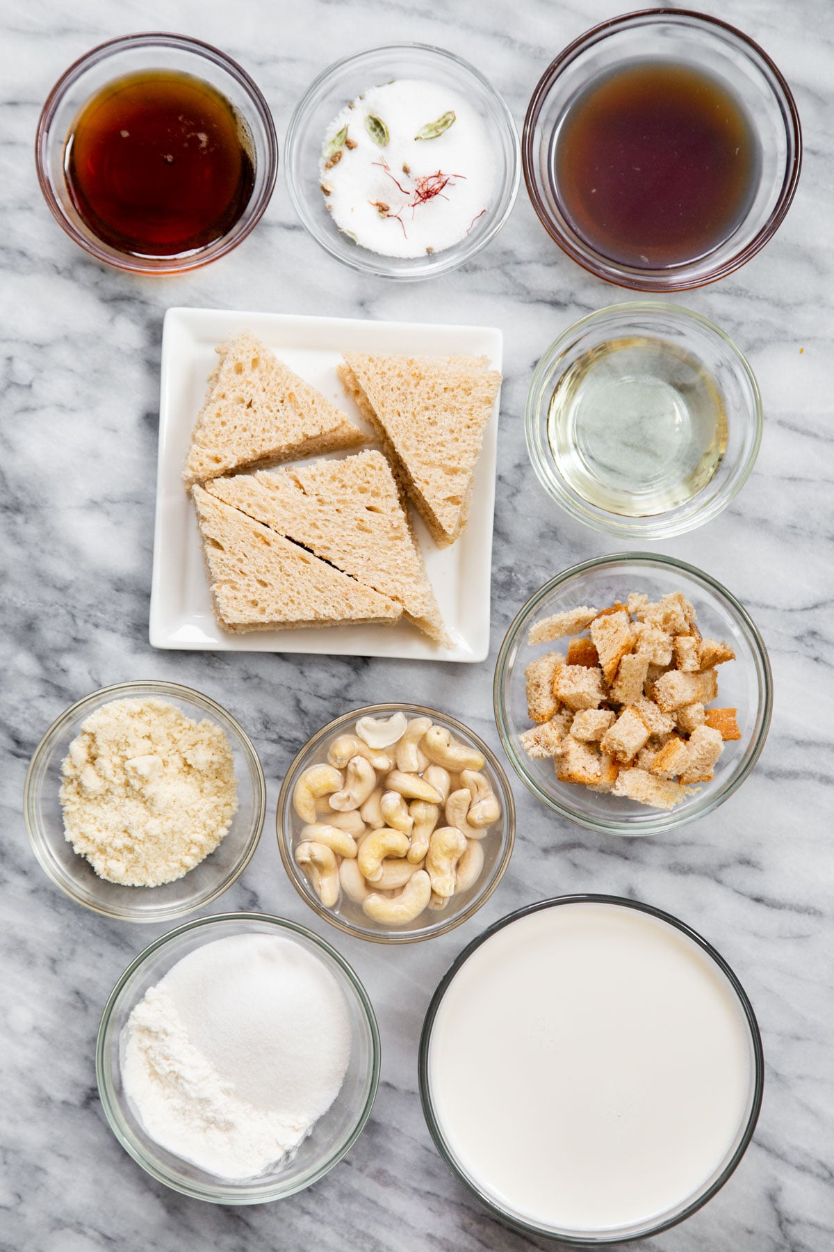 ingredients on a marble countertop