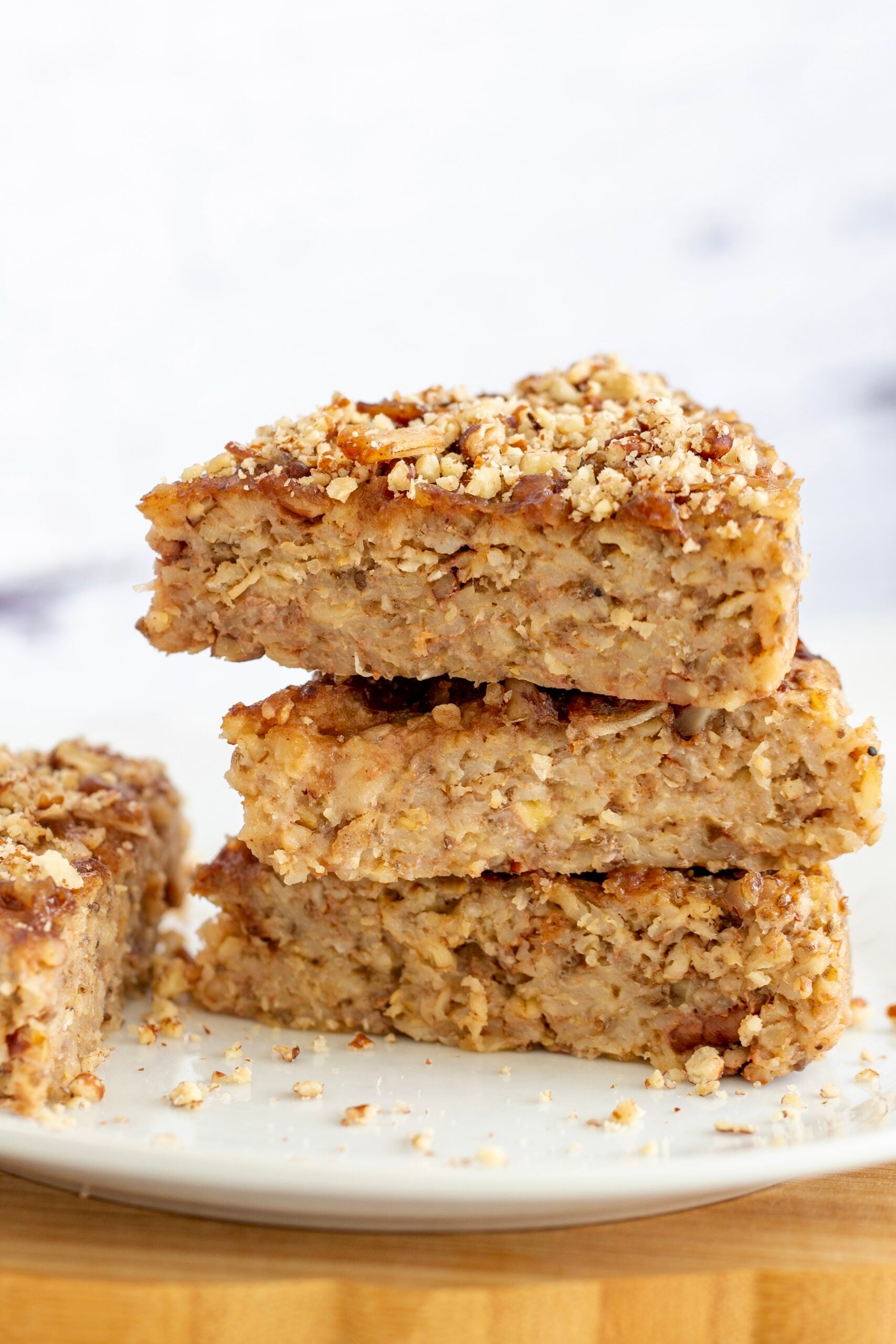 Instant Pot Banana oatmeal bars in a white plate