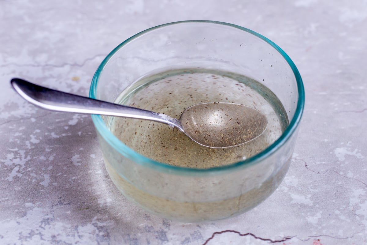 pickling brine in a small glass bowl