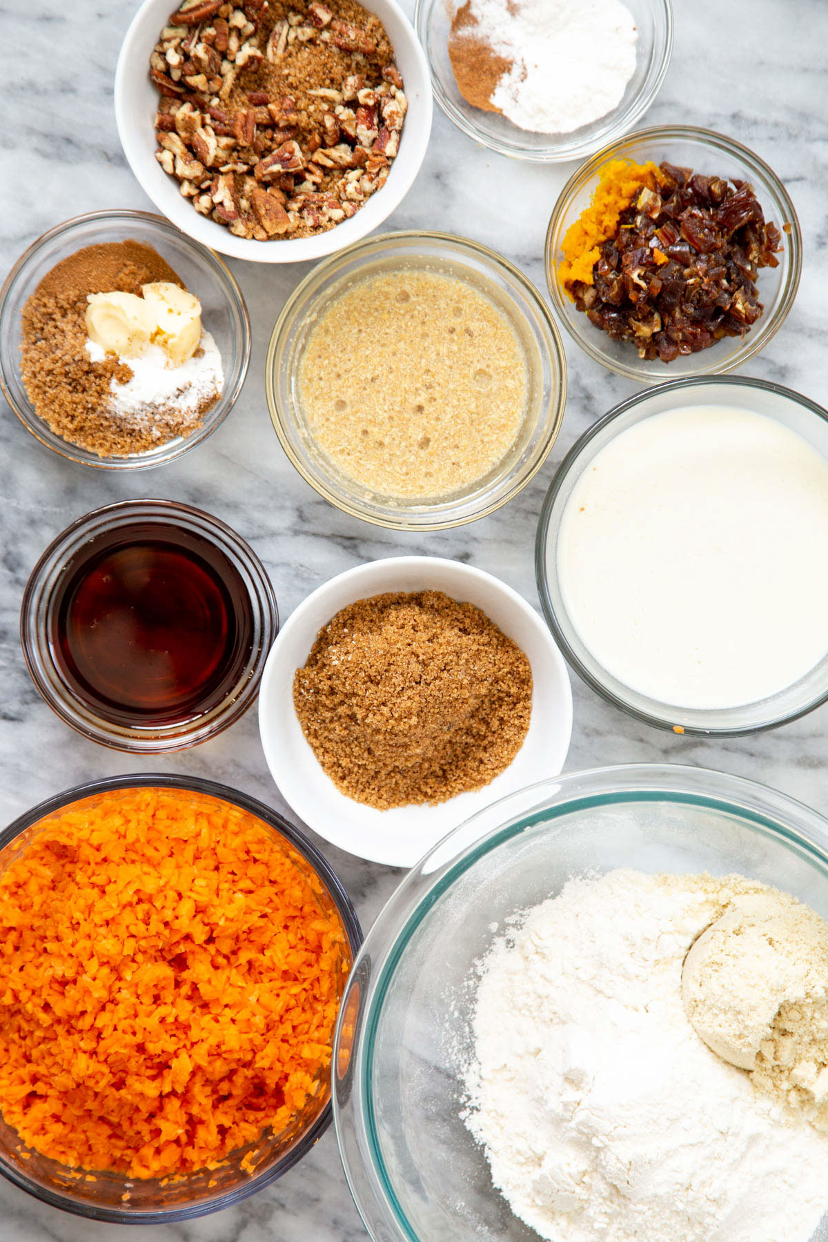 ingredients needed for making vegan carrot cake bars 