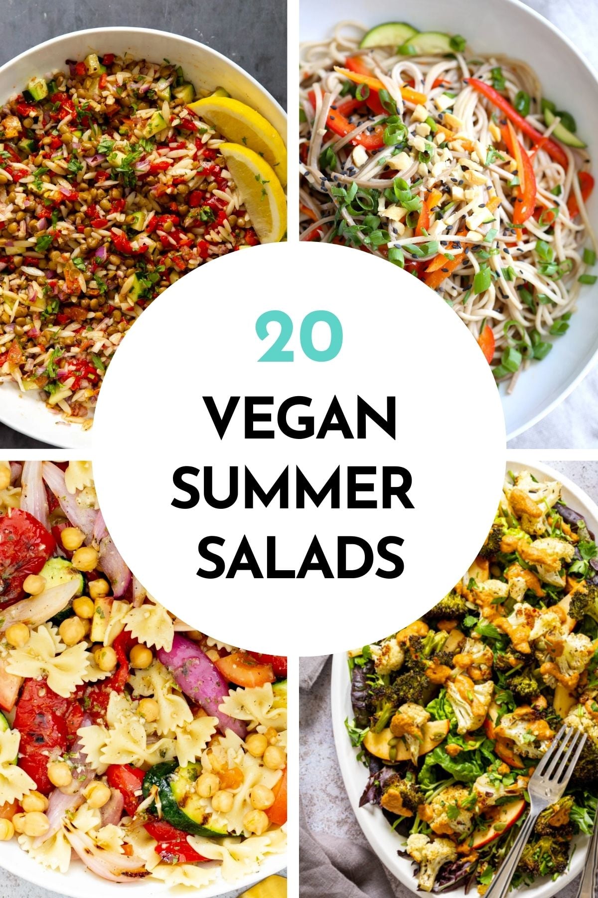 collage of vegan summer salads 