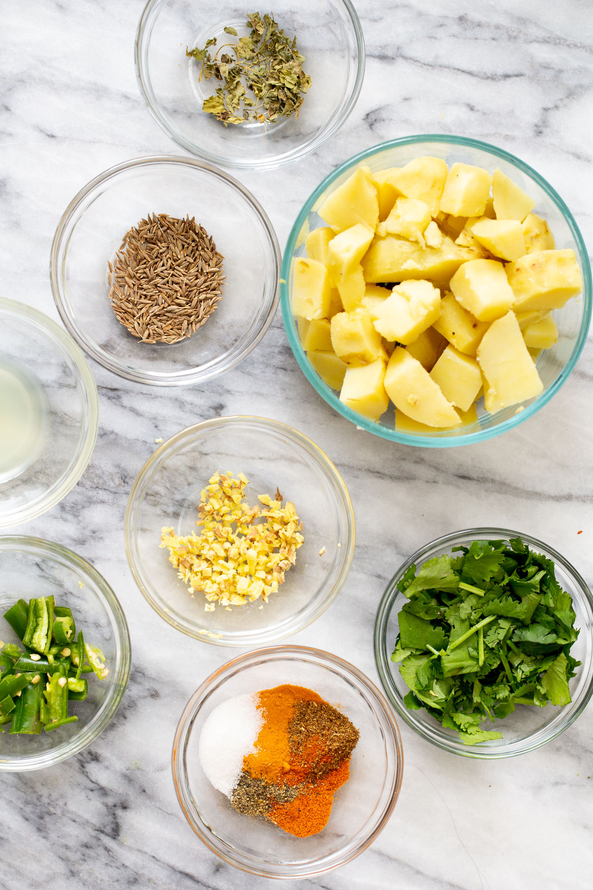 ingredients needed for making jeera aloo