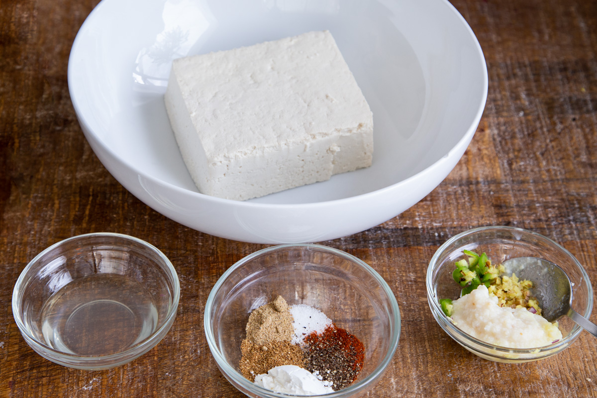 ingredients for making vegan chicken changezi