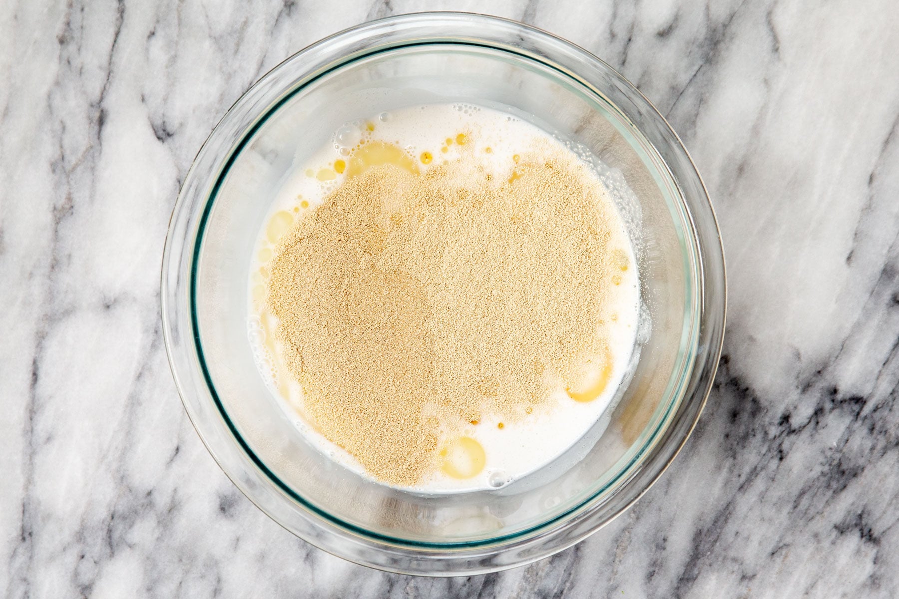 mixing non-dairy milk and yeast