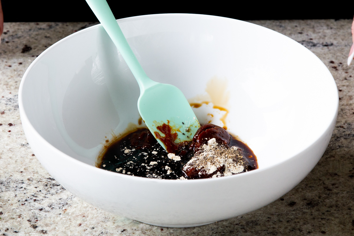 gochujang marinade ingredients in the bowl before mixing