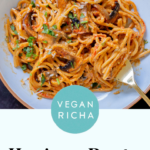 harissa pasta image with a text overlay