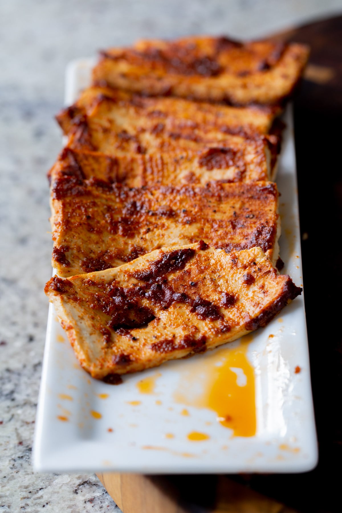 tofu deli slices after baking