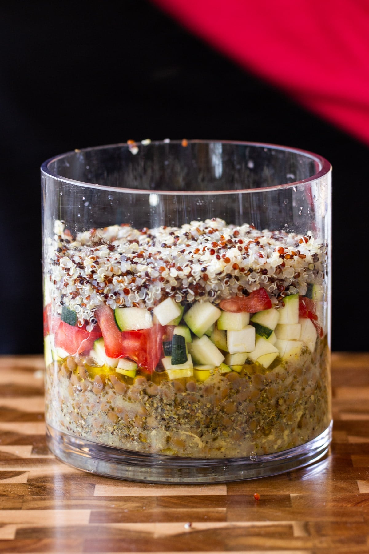 quinoa layer after adding it to the salad