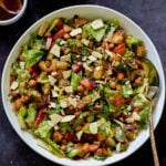 BBQ chickpea and potato salad in the serving bowl