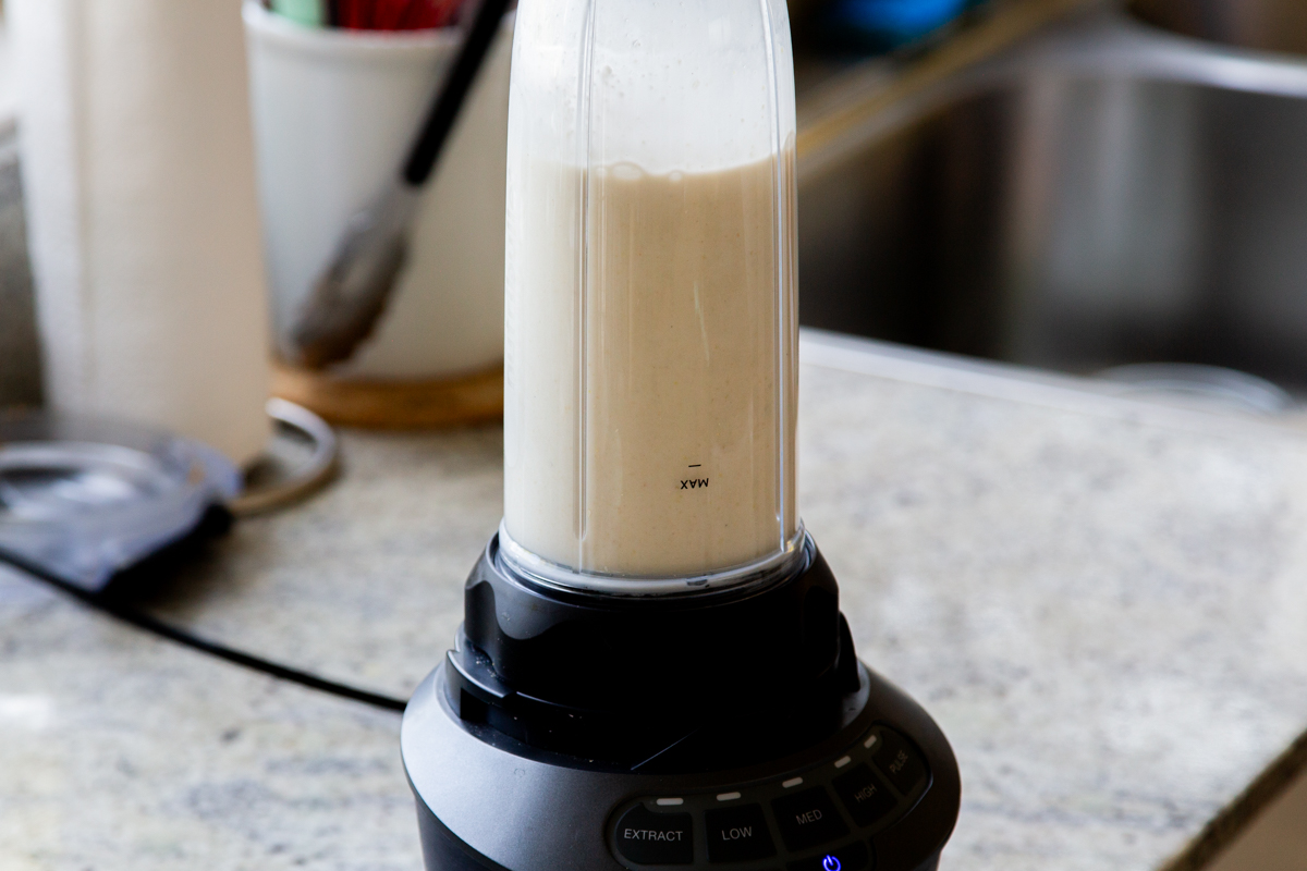 cheesecake mixture in the blender, after blending