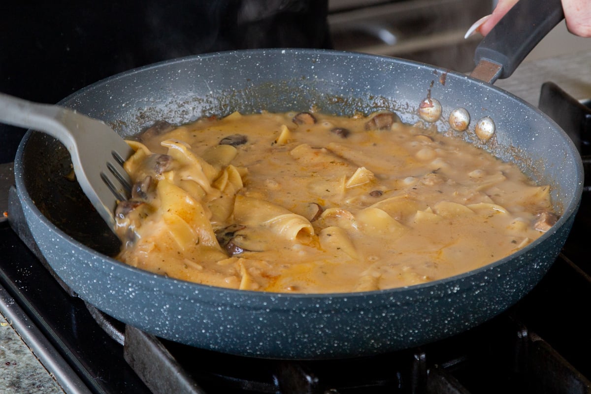 lasagna noodles in the smoky sauce, after cooking
