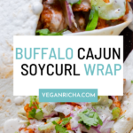 photos of the buffalo cajun wraps, text overlay