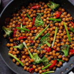 Mongolian chickpeas in the pan after cooking