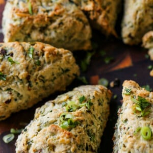 vegan savory scones on a serving tray