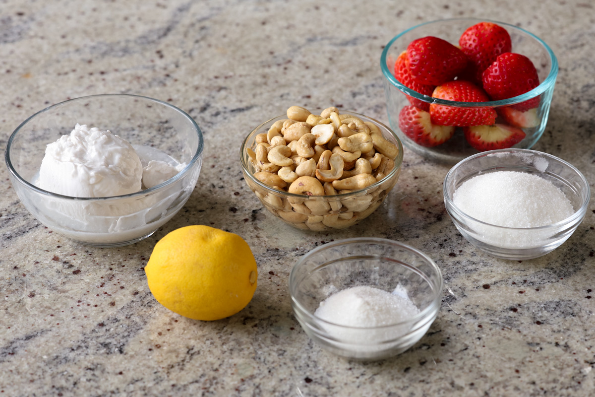 mousse ingredients in bowls on the kitchen counter