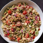 chopped Italian salad in the bowl after mixing