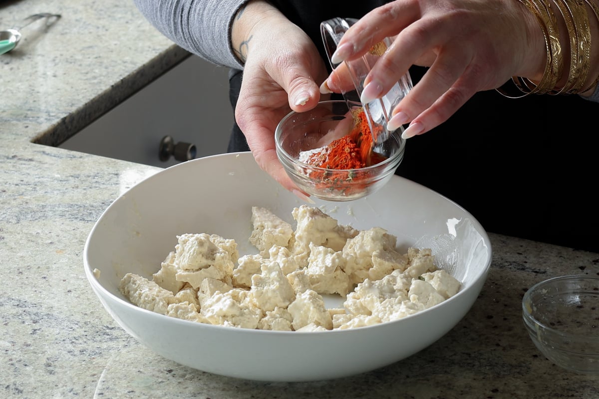 mixing the ground spices and cornstarch