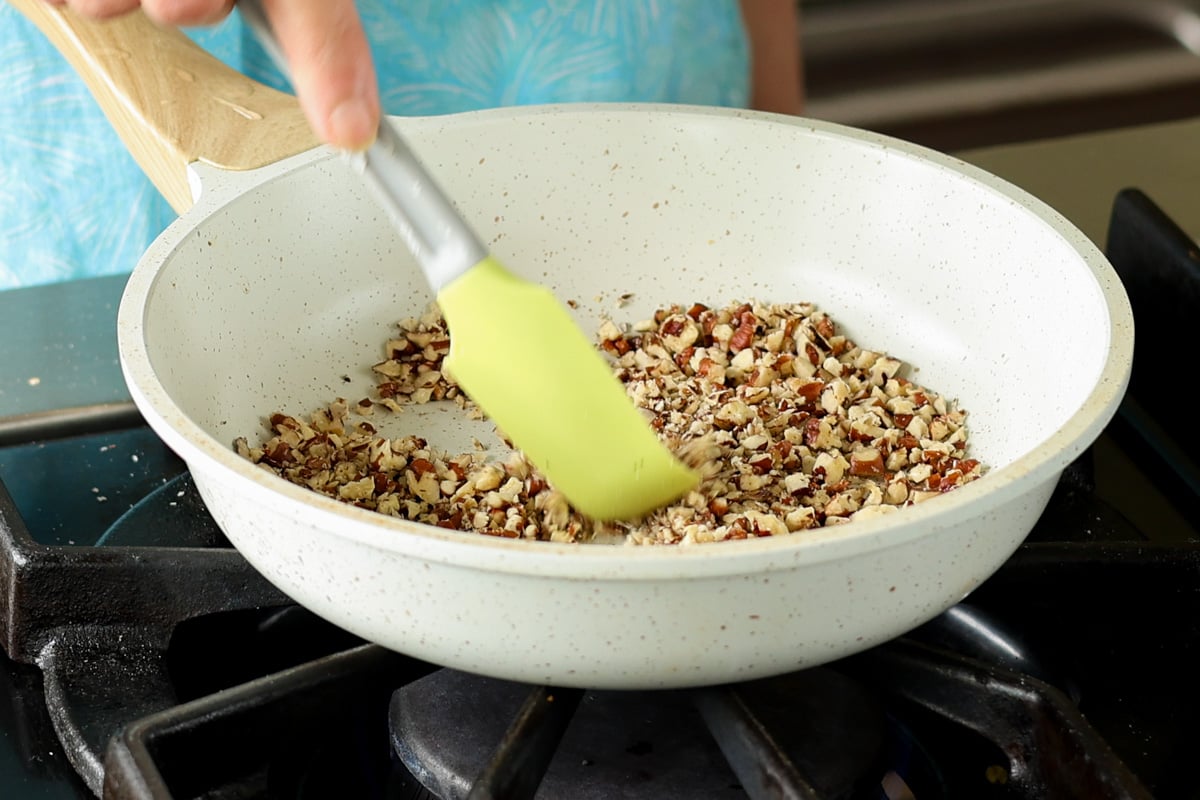 toasting the pecans