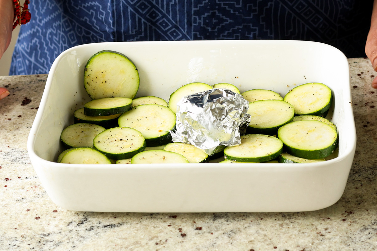 covering the garlic with foil