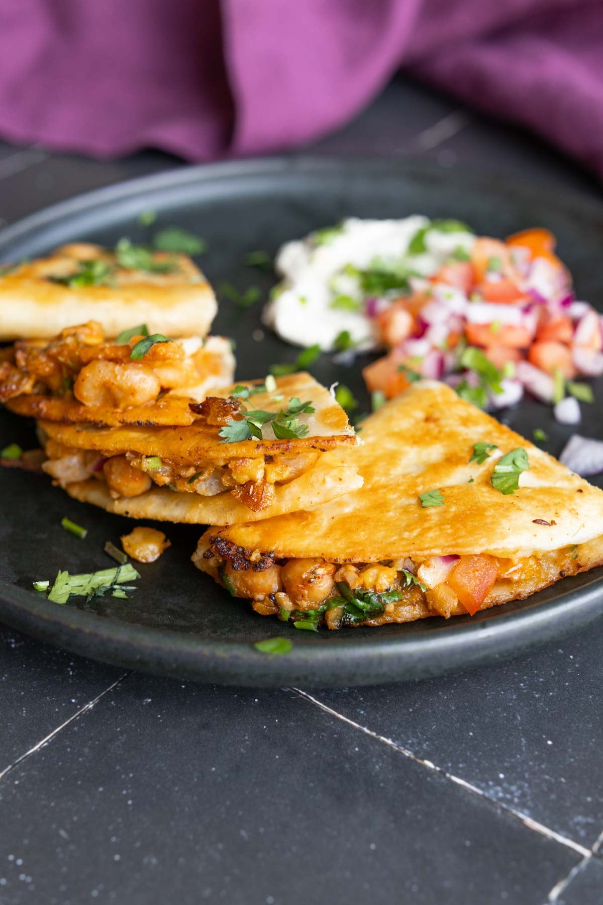 smash tacos made with chili garlic chickpeas and crispy potatoes