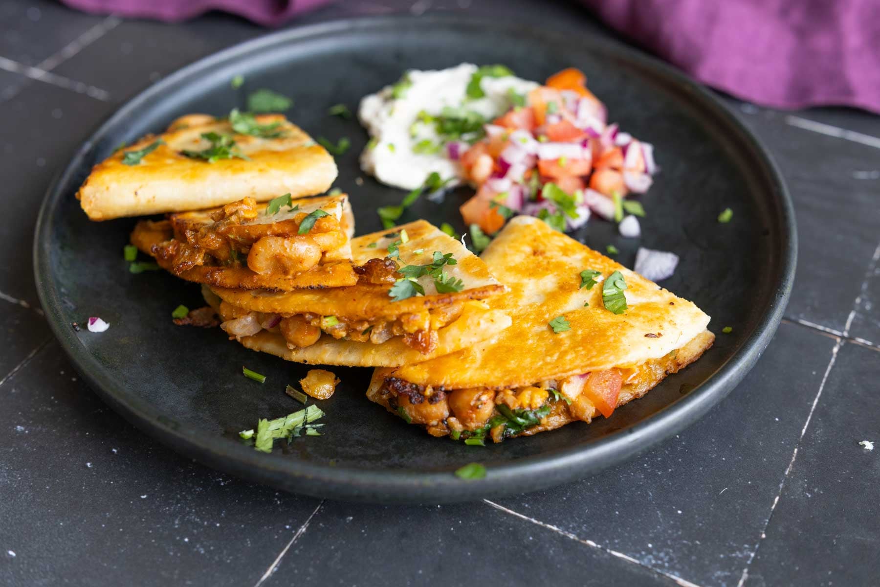 smash tacos made with chili garlic chickpeas and crispy potatoes