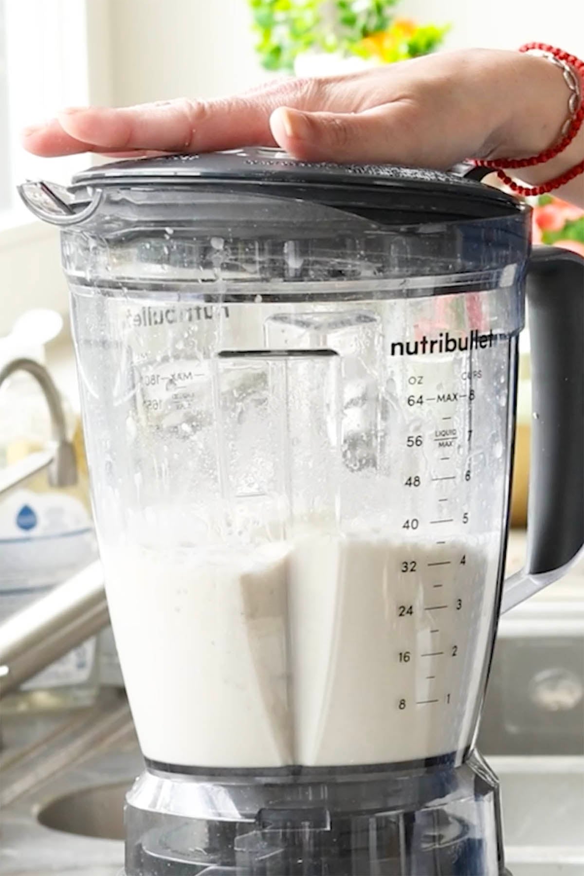 whipped tofu in the blender after blending