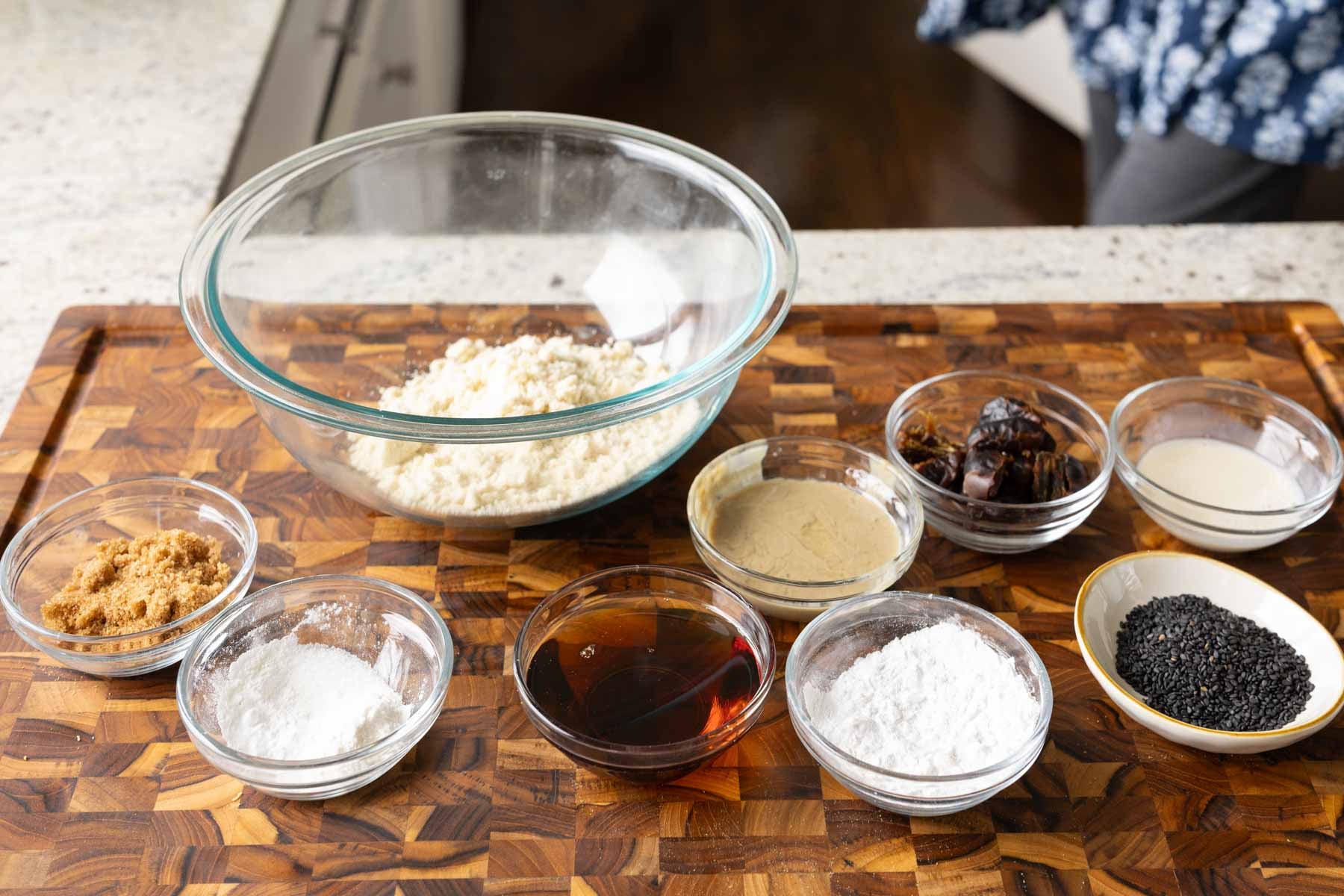 black sesame cookies ingredients on the kitchen counter