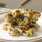 whipped tofu strata on a plate