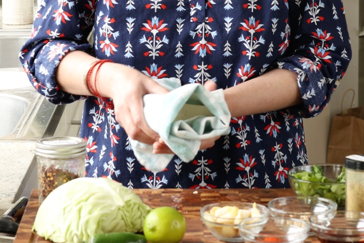 pressing the tofu