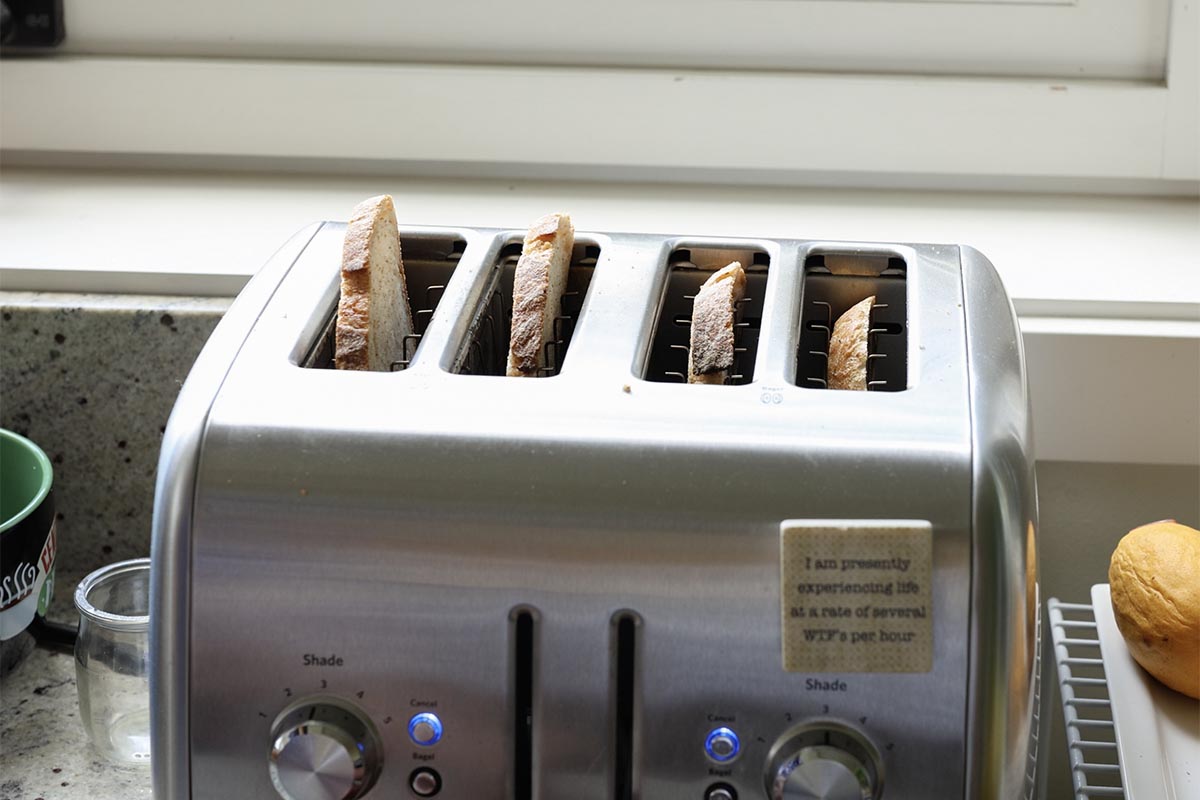 toasting the bread