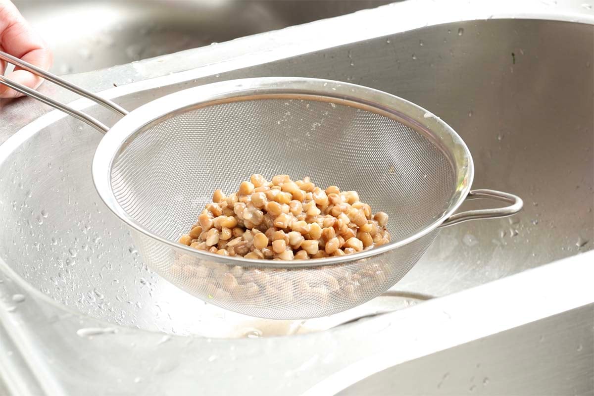 draining the lentils