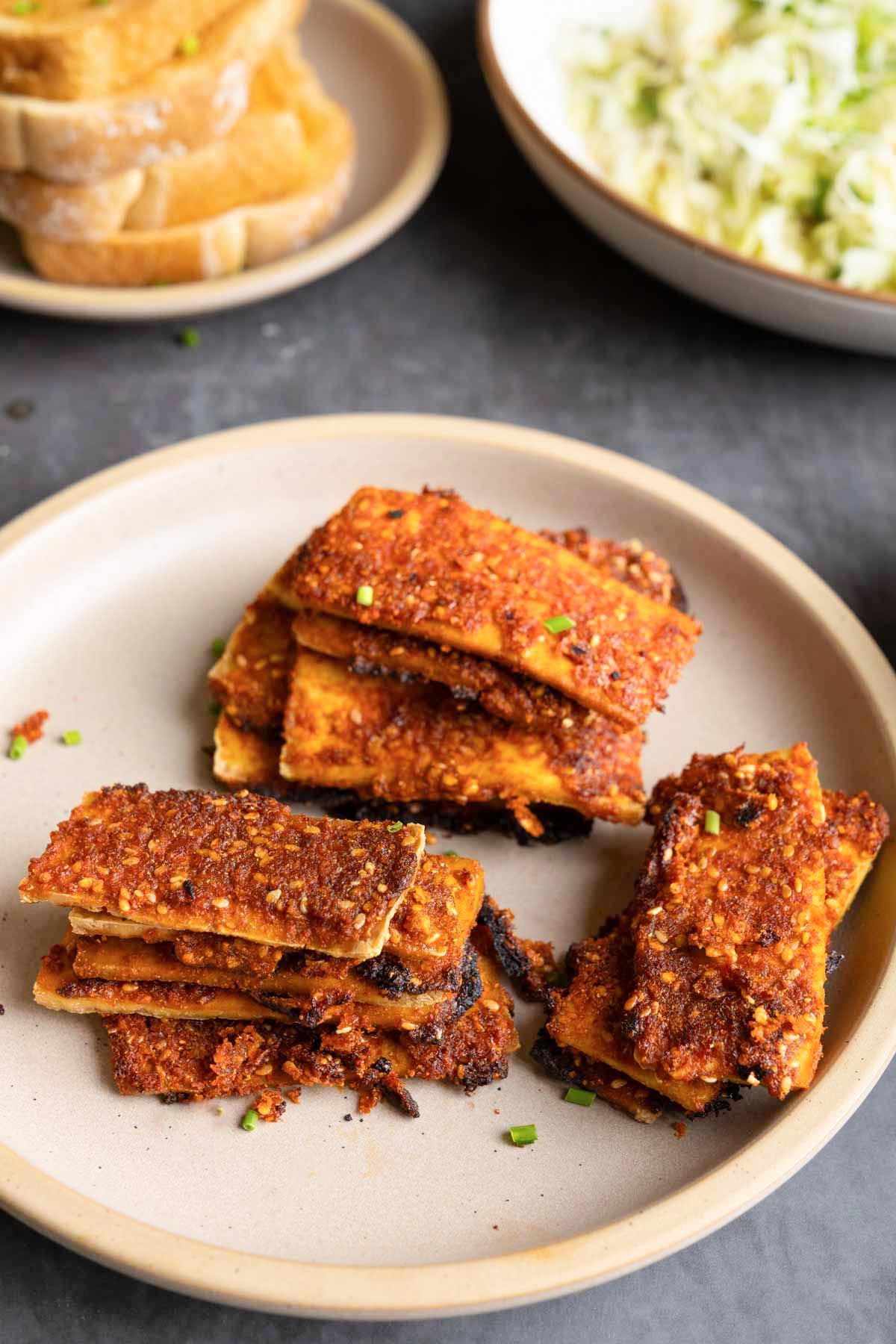 photo of the chili garlic coconut tofu on a plate